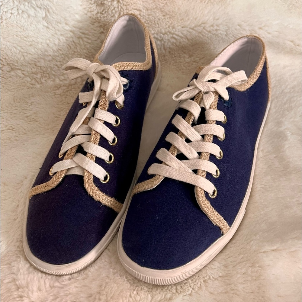 Jack Rogers Navy Sneakers with woven accents- like new! Size 9